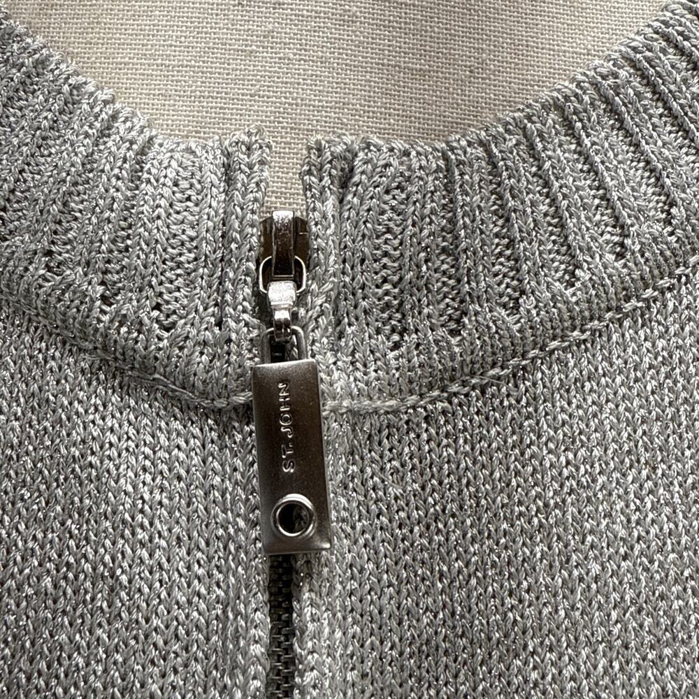 St John SoCa Womens Full Zip Colorblock Sweater Jacket Size M Wool 3/4 Sleeve - Picture 3 of 10